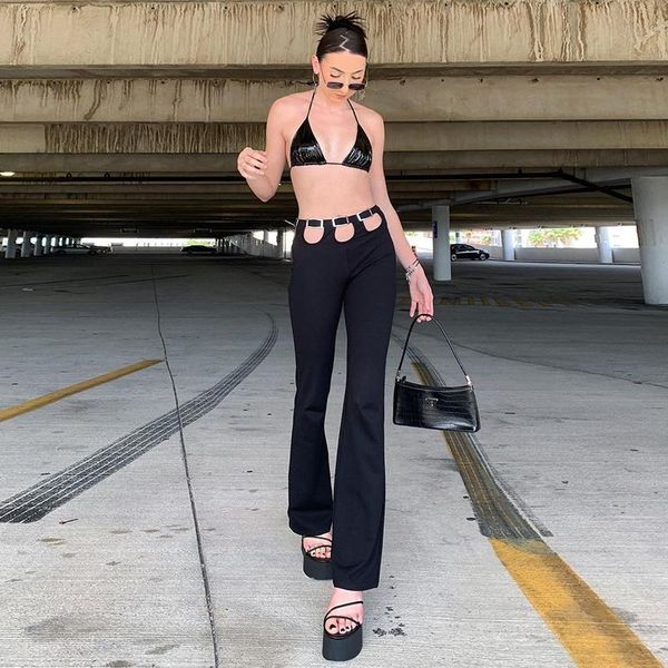 women's pants & capris women low waist adults summer hollow out solid color trousers (black), Black;white
women's pants & capris women low waist adults summer hollow out solid color trousers (black), Black;white