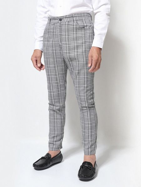 men plaid tapered pants g50s#, Black
men plaid tapered pants g50s#, Black