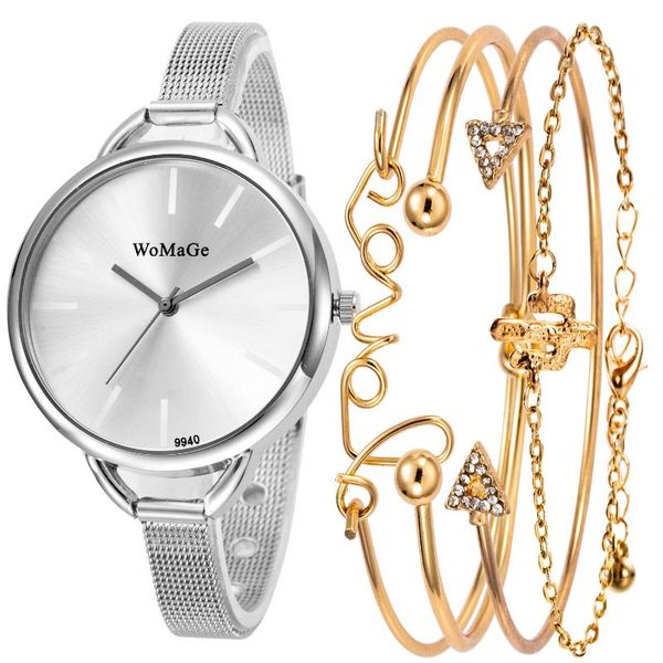 wristwatches 5pcs gold women watches mesh band watch casual ladies quartz clock fashion relogio feminino saati, Slivery;brown
wristwatches 5pcs gold women watches mesh band watch casual ladies quartz clock fashion relogio feminino saati, Slivery;brown
