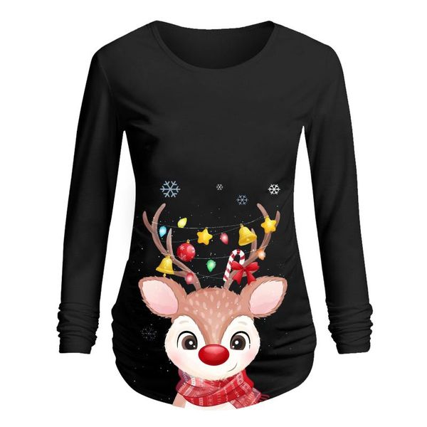 women's blouses & shirts christmas maternity clothes autumn winter long sleeve tee kawaii cartoon elk deer print ruched t-shirt pregnan, White
women's blouses & shirts christmas maternity clothes autumn winter long sleeve tee kawaii cartoon elk deer print ruched t-shirt pregnan, White