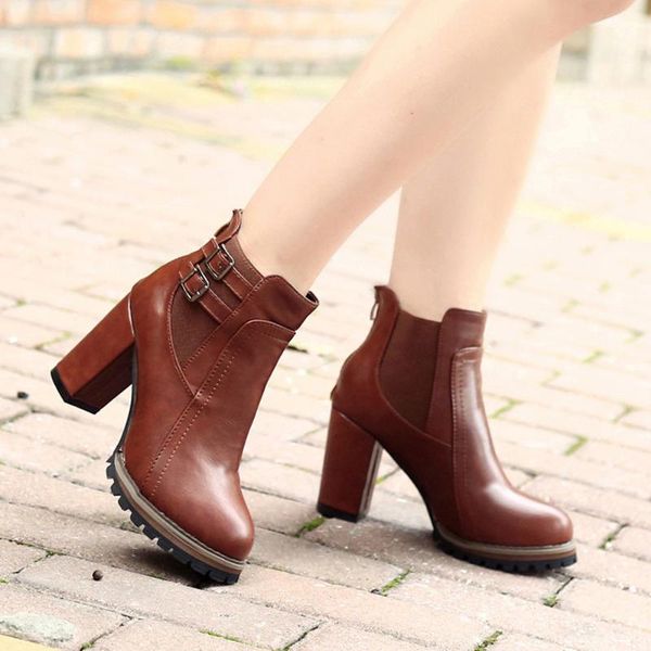 boots buckle strap winter women shoes casual high heels platform pu leather solid ankle for european style botas feminina, Black
boots buckle strap winter women shoes casual high heels platform pu leather solid ankle for european style botas feminina, Black