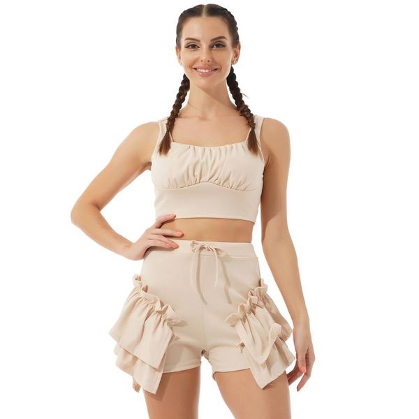 women's tracksuits gentle women summer suit u neck harajuku crop tees and ruffle hem adorned side shorts set chic commute street club, Gray
women's tracksuits gentle women summer suit u neck harajuku crop tees and ruffle hem adorned side shorts set chic commute street club, Gray