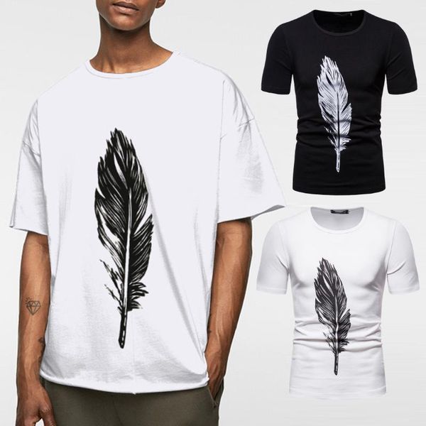 men's t-shirts yt032 summer clothing large short-sleeved t-shirt european round neck feather printed half sleeve men clothes, White;black
men's t-shirts yt032 summer clothing large short-sleeved t-shirt european round neck feather printed half sleeve men clothes, White;black