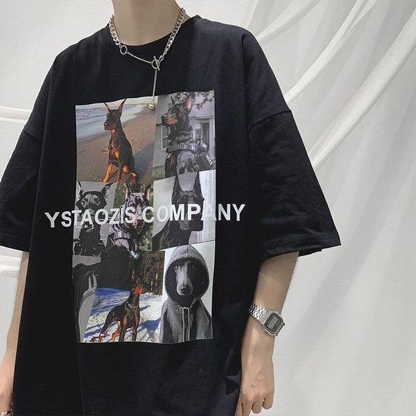 men's t-shirts high street short-sleeved t-shirt summer trend casual loose round neck half-sleeved shirt, White;black
men's t-shirts high street short-sleeved t-shirt summer trend casual loose round neck half-sleeved shirt, White;black