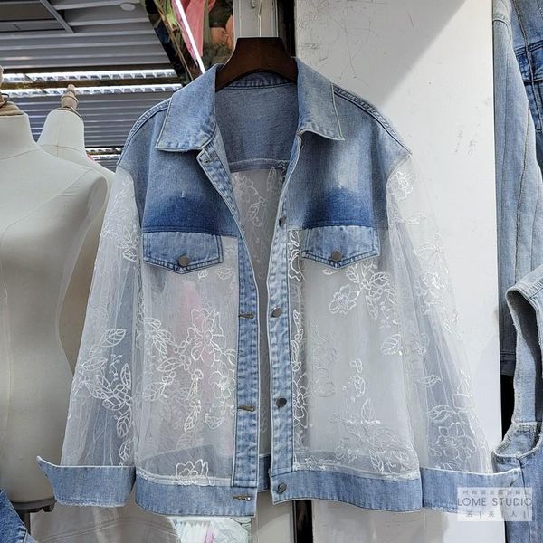 women's jackets faux two piece embroidered mesh stitching female denim jacket straight single-breasted casual sun protection coat sprin, Black;brown
women's jackets faux two piece embroidered mesh stitching female denim jacket straight single-breasted casual sun protection coat sprin, Black;brown