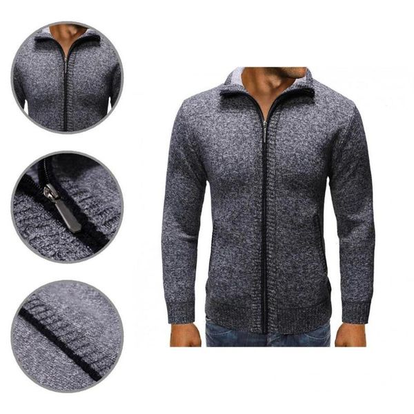 men's sweaters two pockets breathable stand collar solid color knitted cardigan for home, White;black
men's sweaters two pockets breathable stand collar solid color knitted cardigan for home, White;black