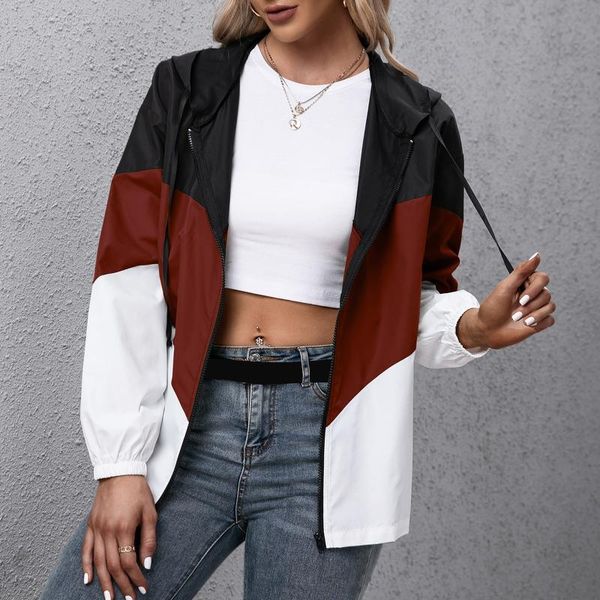 women's jackets women hooded autumn 2021 oversized contrast color lightweight waterproof raincoat outdoor windbreaker overcoat female, Black;brown
women's jackets women hooded autumn 2021 oversized contrast color lightweight waterproof raincoat outdoor windbreaker overcoat female, Black;brown