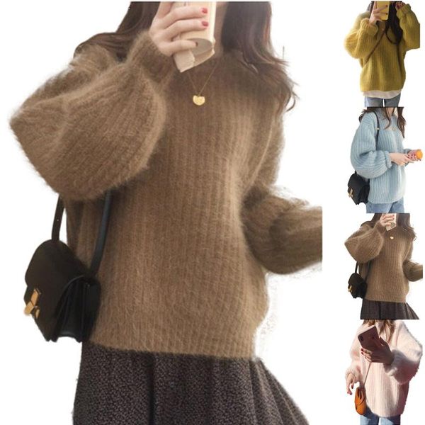 women's sweaters wool pink sweet pullovers baggy loose blouses crew neck pullover casual long sleeve sweater jumper, White;black
women's sweaters wool pink sweet pullovers baggy loose blouses crew neck pullover casual long sleeve sweater jumper, White;black