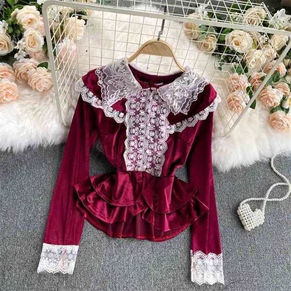 autumn style temperament blouse women embroidered ruffled slim-fit short velvet bottoming shirt uk577 210507, White
autumn style temperament blouse women embroidered ruffled slim-fit short velvet bottoming shirt uk577 210507, White
