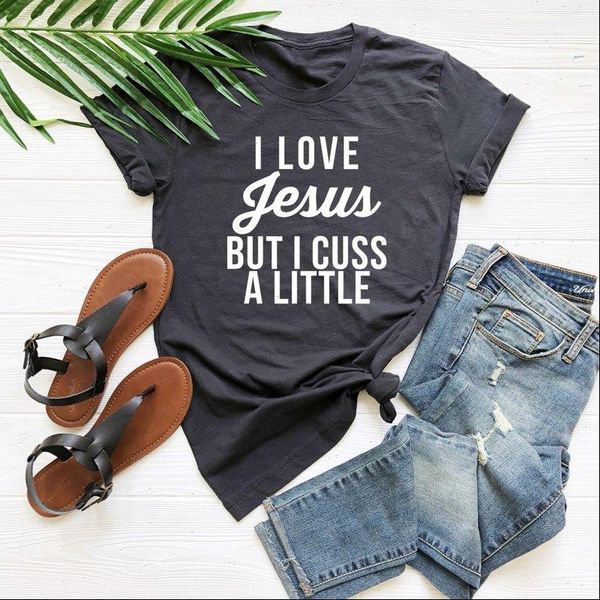 women i love jesus but cuss a little letters tshirt cotton casual funny t shirt for lady yong girl, White
women i love jesus but cuss a little letters tshirt cotton casual funny t shirt for lady yong girl, White