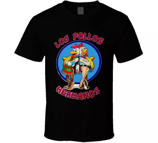 los pollos hermanos chicken breaking bad t shirt, White;black
