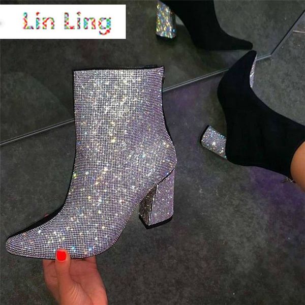 boots rimocy shiny rhinestones high heels ankle for women pointed toe night club party woman patchwork elastic shoes, Black
boots rimocy shiny rhinestones high heels ankle for women pointed toe night club party woman patchwork elastic shoes, Black