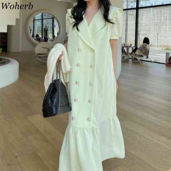 korean summer maxi dress women puff short sleeve turn down collar double breasted vestidos elegant ruffles loose dresses 210519, Black;gray
korean summer maxi dress women puff short sleeve turn down collar double breasted vestidos elegant ruffles loose dresses 210519, Black;gray