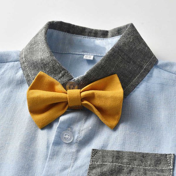 short sleeve children's wear summer children's tie shirt boy's strap shorts set baby boy suit, Blue
short sleeve children's wear summer children's tie shirt boy's strap shorts set baby boy suit, Blue