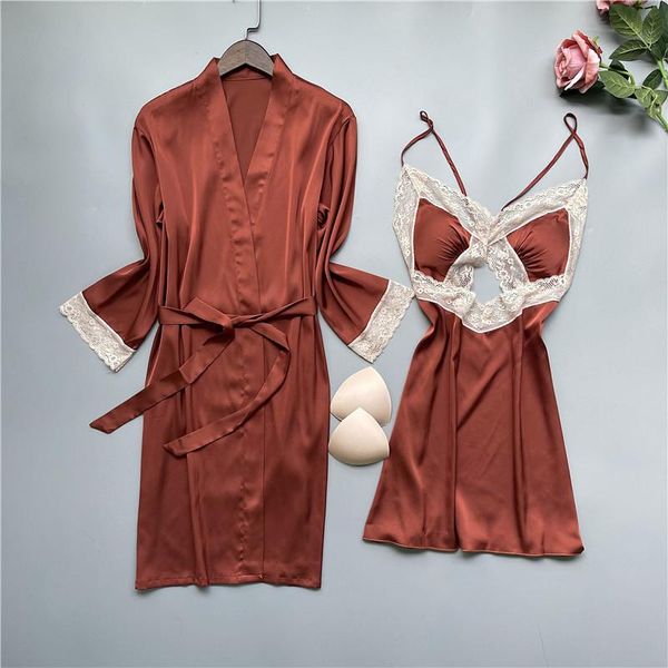 women's sleepwear summer hollow out women robe set satin nightgown kimono bathrobe gown lace nightwear lingerie 2pcs suit, Black;red
women's sleepwear summer hollow out women robe set satin nightgown kimono bathrobe gown lace nightwear lingerie 2pcs suit, Black;red