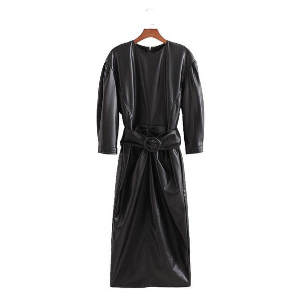 casual dresses 2021 autumn women dress solid pu pleated o-neck long sleeves mid-calf female fashion clothes, Black;gray
casual dresses 2021 autumn women dress solid pu pleated o-neck long sleeves mid-calf female fashion clothes, Black;gray