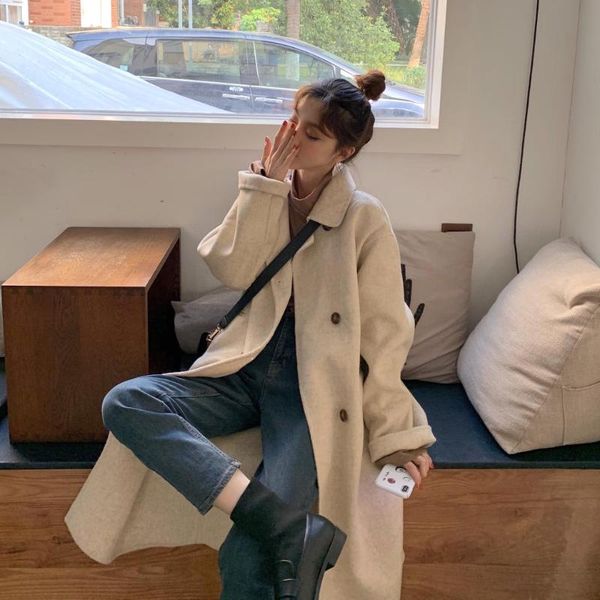 women's wool & blends women loose woolen coat casual double breasted female fashion long sleeve thick blouse winter warm ladies elegant, Black
women's wool & blends women loose woolen coat casual double breasted female fashion long sleeve thick blouse winter warm ladies elegant, Black