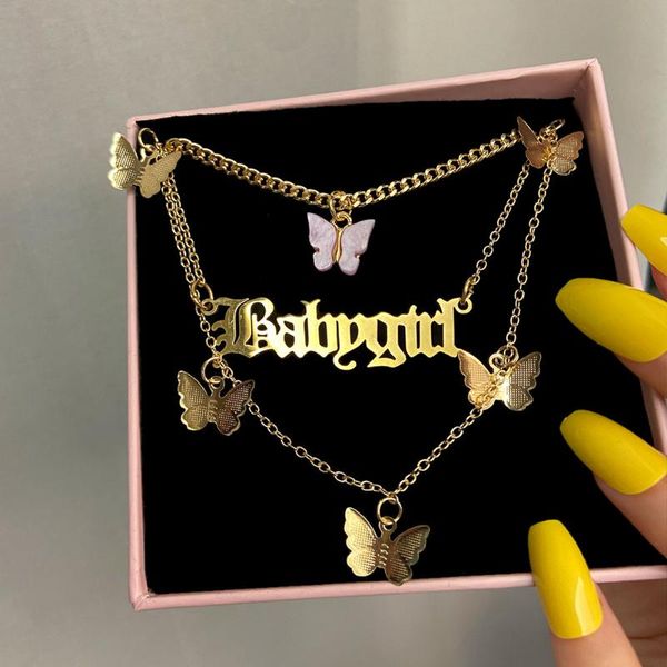 multilayer babygirl letter pendant necklaces for women vintage gold color metal butterfly choker necklace bohemian jewelry gifts chains, Silver
multilayer babygirl letter pendant necklaces for women vintage gold color metal butterfly choker necklace bohemian jewelry gifts chains, Silver