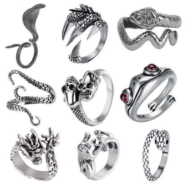ring retro punk snake dragon for men women exaggerated antique siver color opening adjustable s anillo hombre bijoux, Golden;silver
ring retro punk snake dragon for men women exaggerated antique siver color opening adjustable s anillo hombre bijoux, Golden;silver