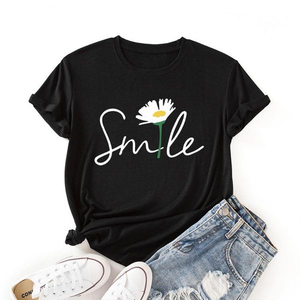 women's t-shirt plus size tshirt harajuku smile daisy print t shirt cotton crewneck short sleeve loose tee woman clothing, White
women's t-shirt plus size tshirt harajuku smile daisy print t shirt cotton crewneck short sleeve loose tee woman clothing, White