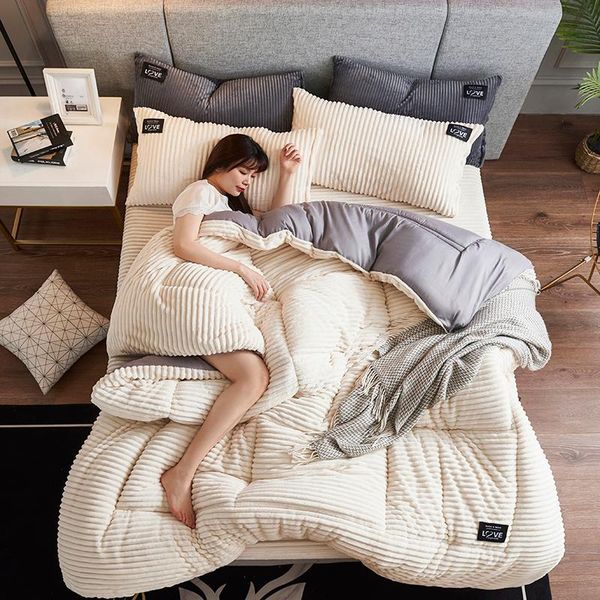 comforters & sets magic fleece winter comforter soft thicken duvet solid stripe warm quilts ru family 150*200cm home bedding bed cover flat
comforters & sets magic fleece winter comforter soft thicken duvet solid stripe warm quilts ru family 150*200cm home bedding bed cover flat