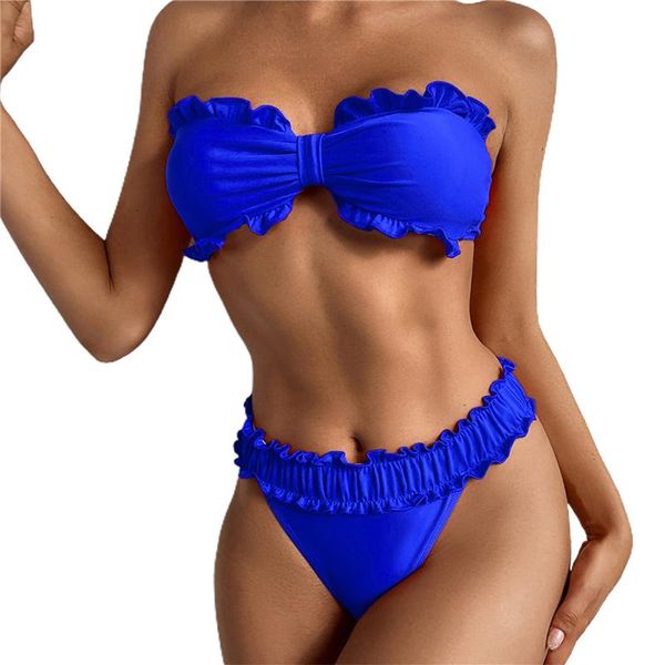 women's swimwear two piece ruffle women ladies summer split solid color lace decoration strapless backless bikini, White;black
women's swimwear two piece ruffle women ladies summer split solid color lace decoration strapless backless bikini, White;black