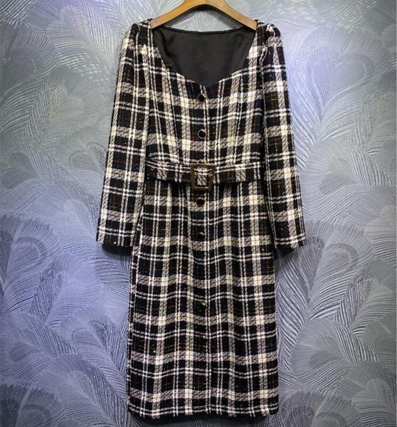 casual dresses autumn women's belt plaid tweed dress chic elegant square collar long sleeves c728, Black;gray
casual dresses autumn women's belt plaid tweed dress chic elegant square collar long sleeves c728, Black;gray
