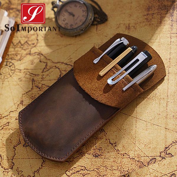 3-5pc genuine leather pen holder handmade cowhide portable vintage case bag protector crazy horse office school stationery wallets, Red;black
3-5pc genuine leather pen holder handmade cowhide portable vintage case bag protector crazy horse office school stationery wallets, Red;black