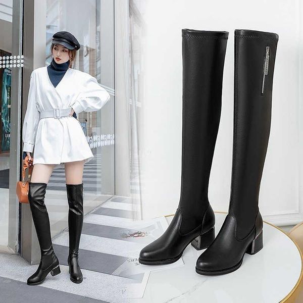 boots women's over-the-knee zipper boots, round toe party high heels, square heel leather, Black
boots women's over-the-knee zipper boots, round toe party high heels, square heel leather, Black