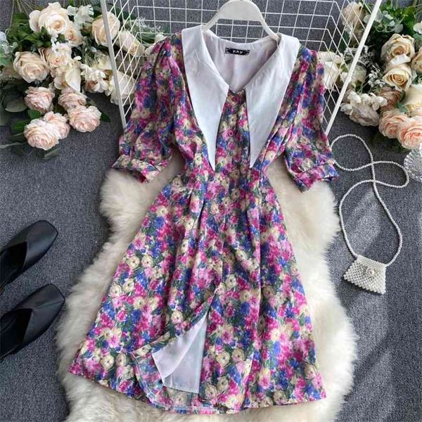 women print dress female fashion contrast doll collar stitching short sleeve vestidos m262 210527, Black;gray
women print dress female fashion contrast doll collar stitching short sleeve vestidos m262 210527, Black;gray