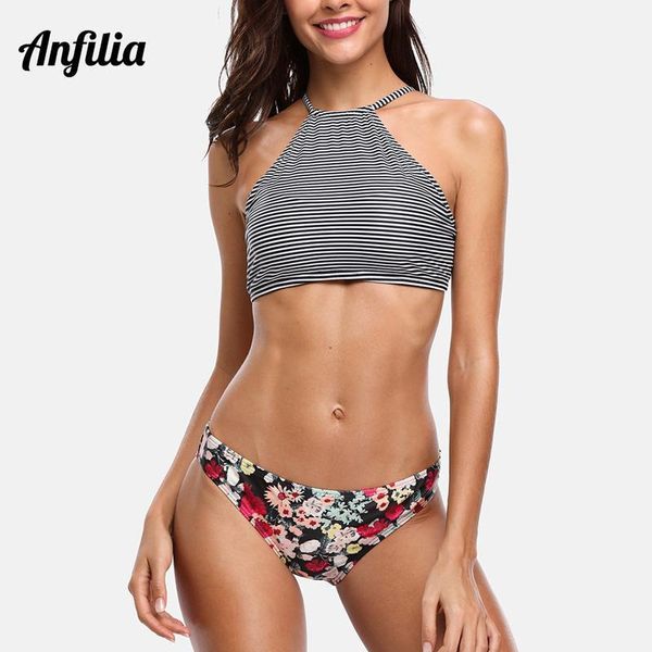 women's swimwear anfilia women striped bikini set high neck swimsuit vintage floral strappy bathing suit padded beachwear1, White;black
women's swimwear anfilia women striped bikini set high neck swimsuit vintage floral strappy bathing suit padded beachwear1, White;black