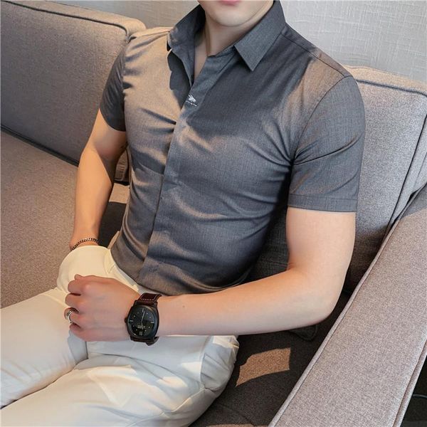 men's casual shirts brand embroidery men shirt short sleeve slim fit male business formal dress social party clothing, White;black
men's casual shirts brand embroidery men shirt short sleeve slim fit male business formal dress social party clothing, White;black