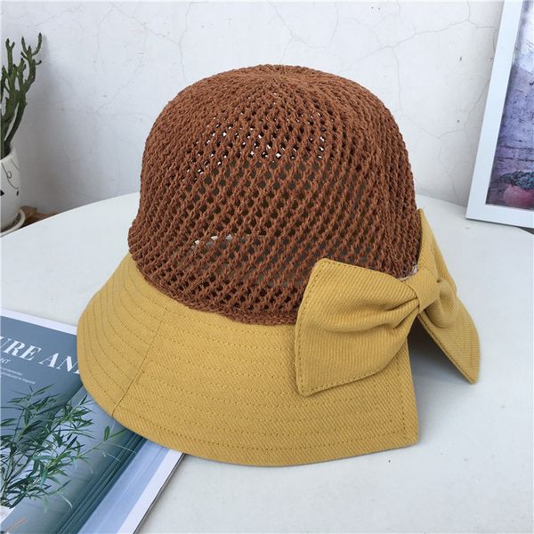 new summer basin stitched hollow knit women's beach split bow hat sunscreen breathable fisherman hat, Yellow
new summer basin stitched hollow knit women's beach split bow hat sunscreen breathable fisherman hat, Yellow