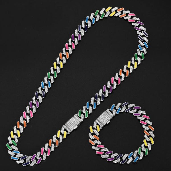 pendant necklaces 13mm iced out cuban necklace chain hip hop jewelry choker colour rhinestone cz clasp for mens rapper link a set of, Silver
pendant necklaces 13mm iced out cuban necklace chain hip hop jewelry choker colour rhinestone cz clasp for mens rapper link a set of, Silver
