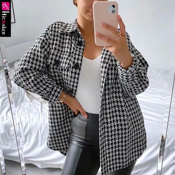 women houndstooth printed long sleeve single breasted turn down collar coat women's jackets, Black;brown
women houndstooth printed long sleeve single breasted turn down collar coat women's jackets, Black;brown