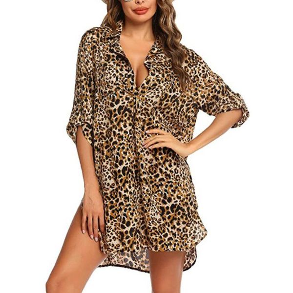 style women beach shirt dress cover ups casual loose turn-down collar printed patterns half sleeves short mini dresses women's swimwear, White;black
style women beach shirt dress cover ups casual loose turn-down collar printed patterns half sleeves short mini dresses women's swimwear, White;black