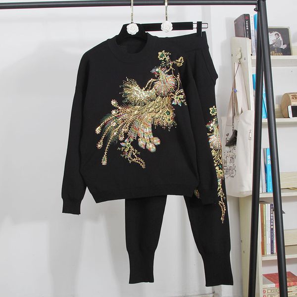 pant women knitted tracksuit set handwork beading sequins embroidery sweater pencil pants two piece outfits female loose knitting 2pc, White
pant women knitted tracksuit set handwork beading sequins embroidery sweater pencil pants two piece outfits female loose knitting 2pc, White