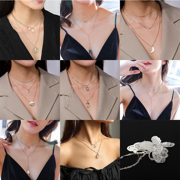chains arrival multilayer gold color necklace party charm jewelry accessories for women fashion retro moon circle pendant, Silver
chains arrival multilayer gold color necklace party charm jewelry accessories for women fashion retro moon circle pendant, Silver
