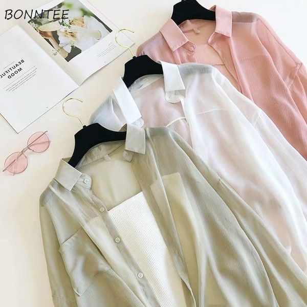 shirts women chiffon simple basic blouses womens loose summer koran style soft see-through thin sun protection outerwear leisure women', White
shirts women chiffon simple basic blouses womens loose summer koran style soft see-through thin sun protection outerwear leisure women', White