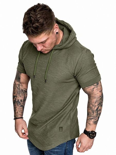 men patched curved hem hooded tee y9ur#, White;black