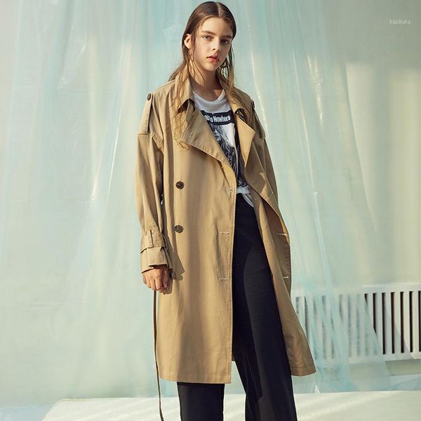 women's trench coats 2021 korean double breasted coat loose khaki female british long waist tie in paragraph, Tan;black
women's trench coats 2021 korean double breasted coat loose khaki female british long waist tie in paragraph, Tan;black