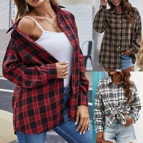 women's jackets women shirt plaid female oversize blouse korean style long sleeves collared casual outwear vintage black femme blusas, Black;brown
women's jackets women shirt plaid female oversize blouse korean style long sleeves collared casual outwear vintage black femme blusas, Black;brown