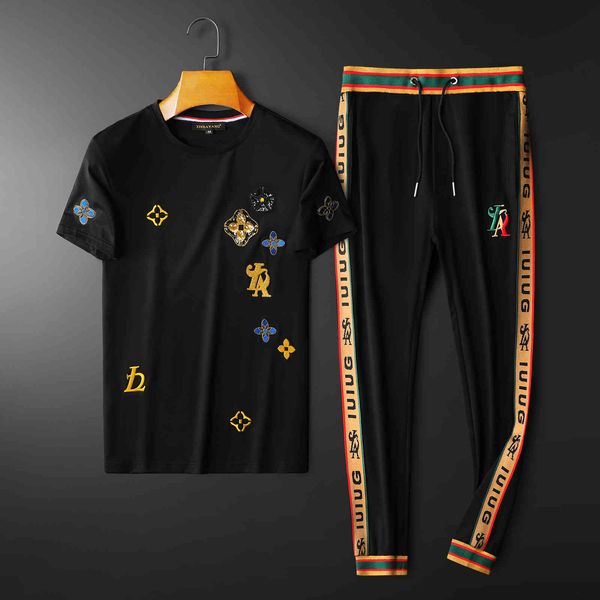 tracksuits sport suit fashion classic spring and summer casual black trousers short sleeve trend korean cotton t shirt men's, Gray
tracksuits sport suit fashion classic spring and summer casual black trousers short sleeve trend korean cotton t shirt men's, Gray