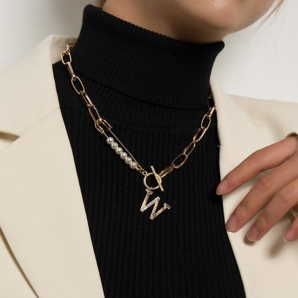 pendant necklaces punk creative thick chain pearls letter w necklace for women fashion geometric sweater clavicle jewelry gift, Silver
pendant necklaces punk creative thick chain pearls letter w necklace for women fashion geometric sweater clavicle jewelry gift, Silver