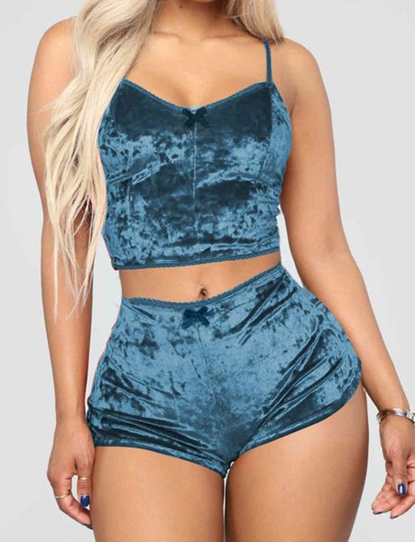 women's sleepwear two piece suede printed short sleeve pajamas 2021 summer home wear, Black;red 
women's sleepwear two piece suede printed short sleeve pajamas 2021 summer home wear, Black;red