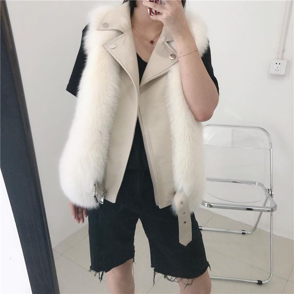 women's fur & faux imported leather motorcycle vest jacket medium-length 2021 fxfurs fashion autumn and winter thin female, Black
women's fur & faux imported leather motorcycle vest jacket medium-length 2021 fxfurs fashion autumn and winter thin female, Black