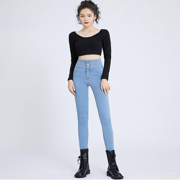 women's jeans 2021 spring autumn women high waisted button skinny streetwear pencil pants korean fashion lift hip stretch denim trouser, Blue
women's jeans 2021 spring autumn women high waisted button skinny streetwear pencil pants korean fashion lift hip stretch denim trouser, Blue