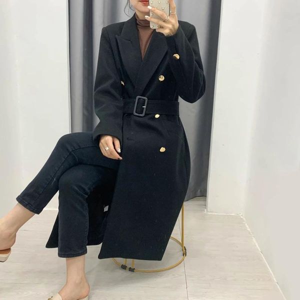 women's wool & blends high street double breasted casual warm belted outerwear women fall winter black coat female fashion solid long s
women's wool & blends high street double breasted casual warm belted outerwear women fall winter black coat female fashion solid long s