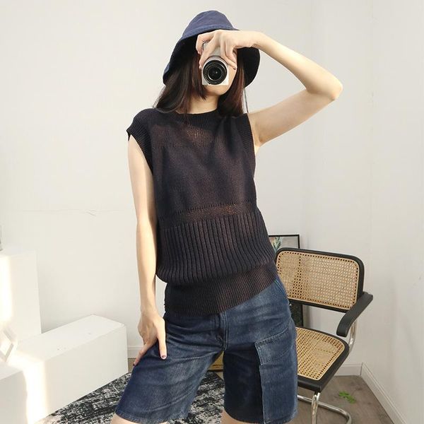 women's sweaters women 2021 autumn and winter hollow knitted vest simple versatile sweater, White;black
women's sweaters women 2021 autumn and winter hollow knitted vest simple versatile sweater, White;black