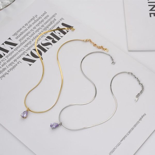 pendant necklaces european and american purple drop-shaped zircon snake bones chain necklace female sweet cool style retro girl t, Silver
pendant necklaces european and american purple drop-shaped zircon snake bones chain necklace female sweet cool style retro girl t, Silver